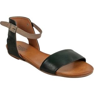 Miz Mooz Leather “Alanis” Buckle Sandals in Black and Brown • Size 8